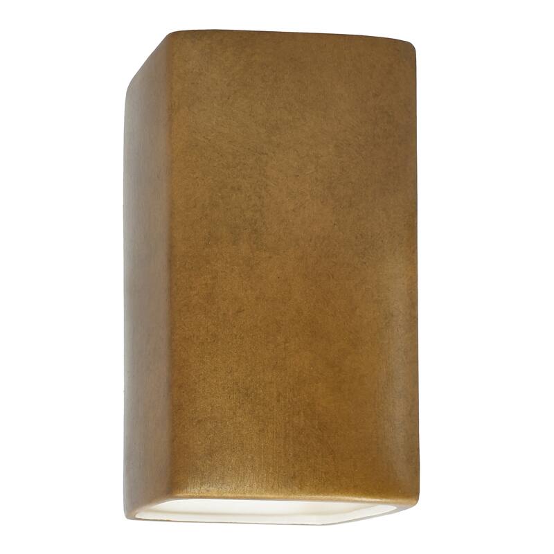Justice Design Ambiance - Large Rectangle Wall Sconce - Open Top & Bottom - Replaceable Bulb - Antique Gold