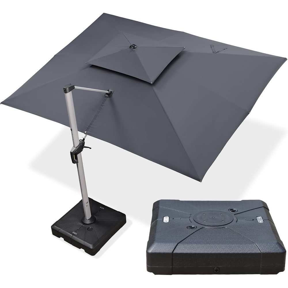 PURPLE LEAF Double Top 9x11/10x12/10x13ft Rectangle Umbrella Large Cantilever Outdoor Classic Umbrella with Base