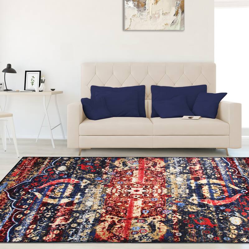 Superior Oswell Medallion Non-Slip Washable Indoor Runner or Area Rug