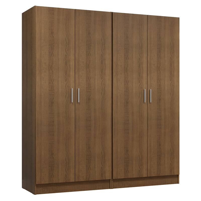 Madesa 4 Doors Wardrobe Storage Cabinet with Ample Shelves 63"L