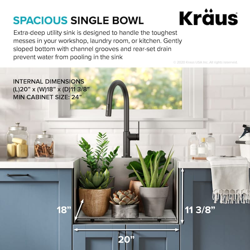 Kraus Standart PRO 22" Undermount Single Basin Stainless Steel Kitchen