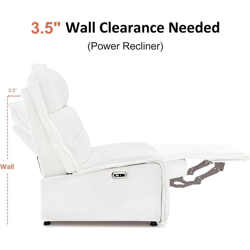 MCombo Armless Power Recliner Chair with USB Ports, 3.5" Wall Clearance Electric Reclining Sofa Chair for Living Room, ALR01