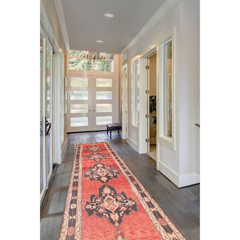 ECARPETGALLERY Hand-knotted Konya Anatolian Red Wool Rug - 3'4 x 13'0