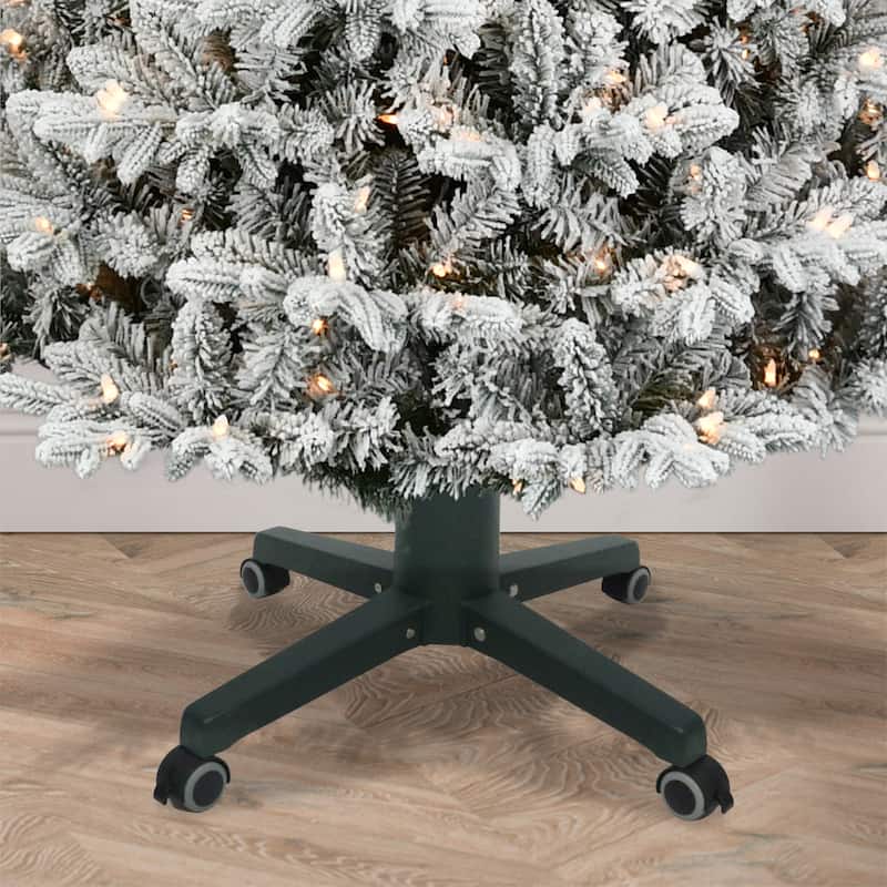 Puleo International 21" Lockable Artificial Tree Stand for up to 8' Trees Adjustable - Dark Green - Dark Green