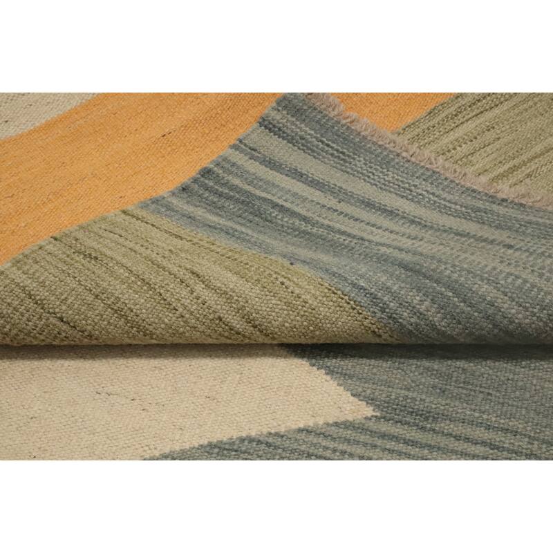 Hand Woven Oriental 100% Wool Carpet Southwestern Modern Multi-Colored Kilim Runner Rug - 7' 10'' X 2' 3''