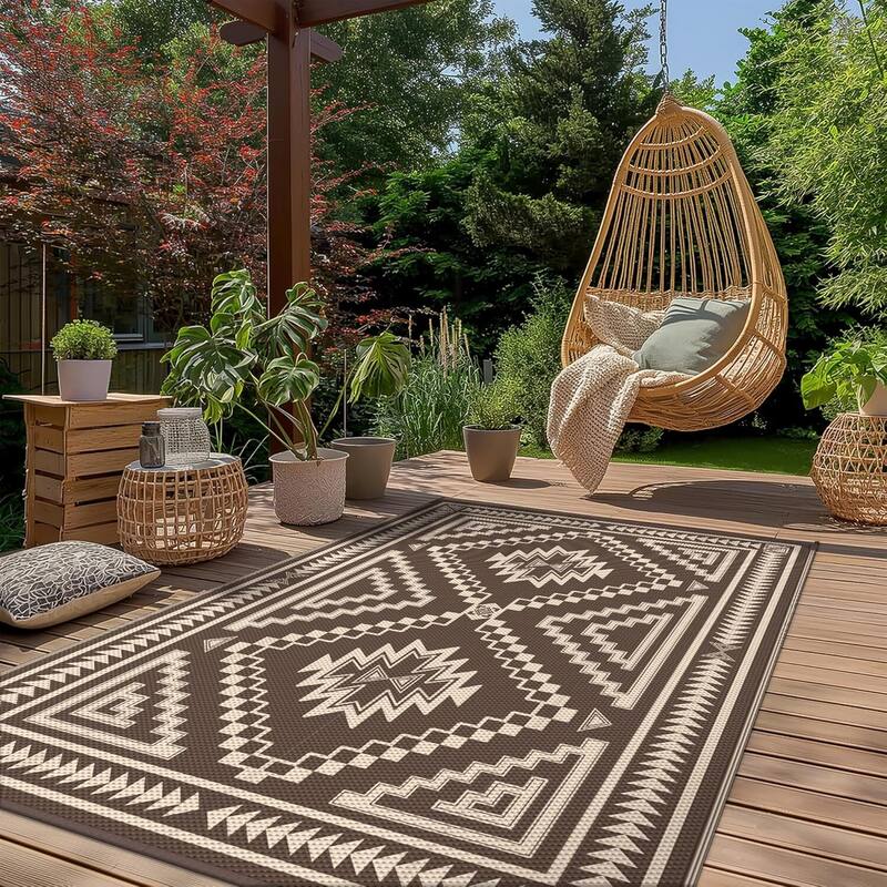 Mcow Geo Harmony Reversible Woven Waterproof Outdoor Area Rug