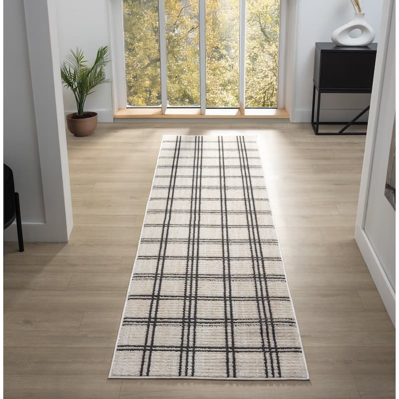 Nomad Collection Plaid Patterned Area Rug