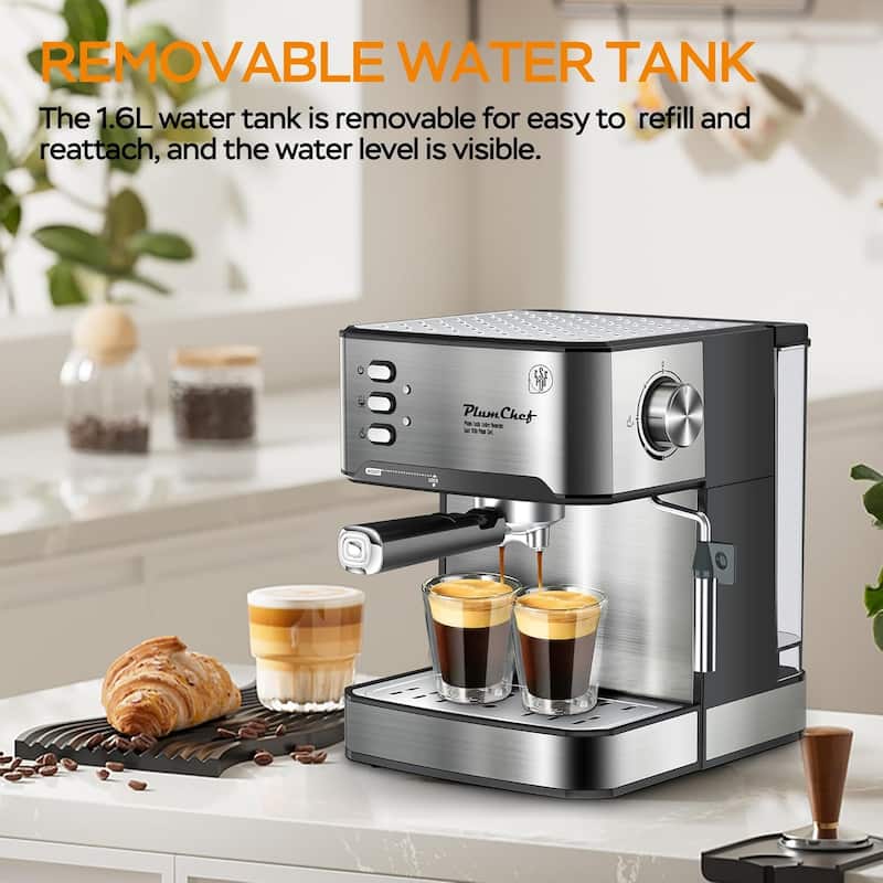 Anmytek 20 Bar Cafe Quality Home Barista Espresso Machine with Milk Frother - ESE Pod Compatible