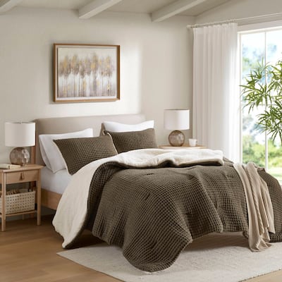 Madison Park Riordan Waffle Knit Chenille Comforter Set