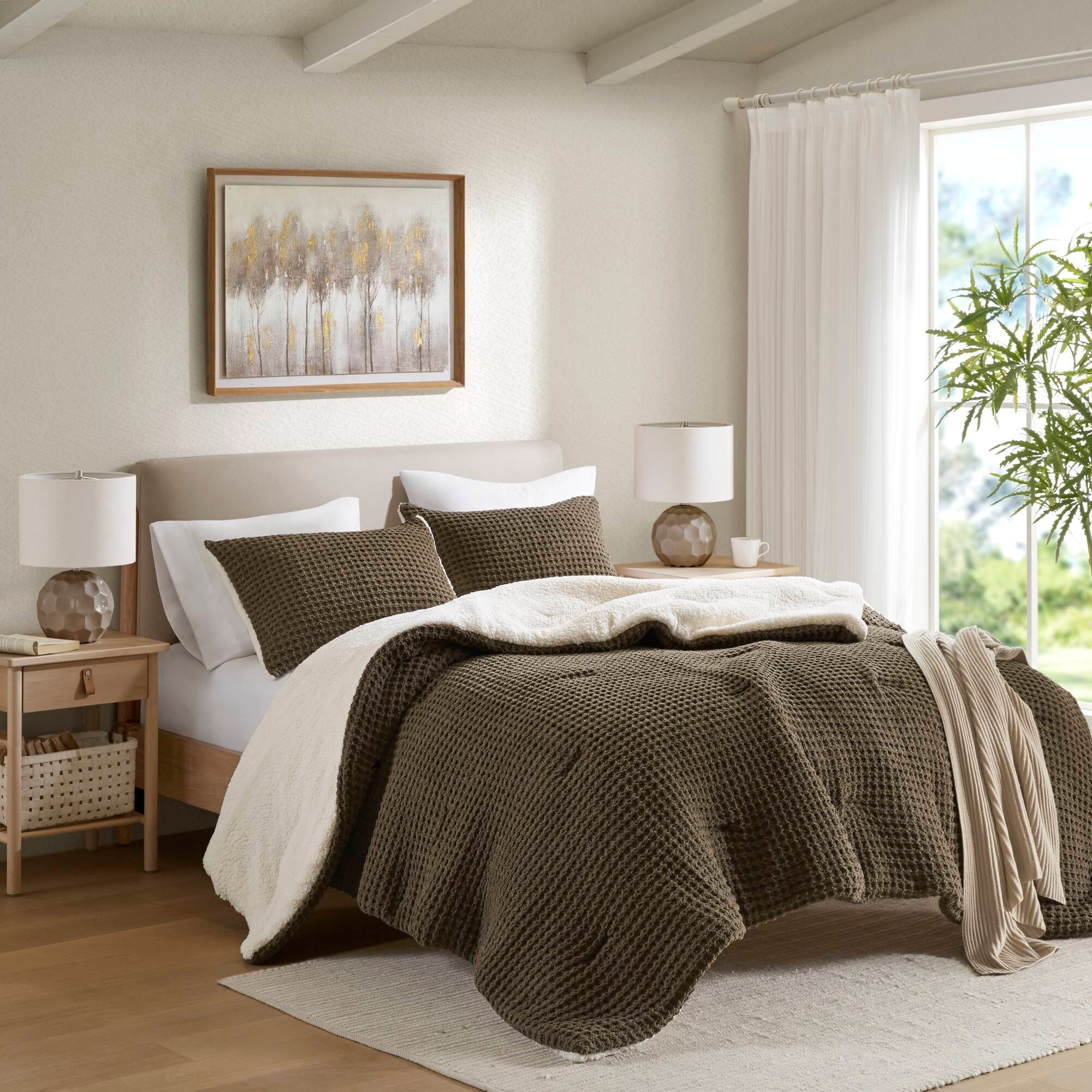 Madison Park Riordan Waffle Knit Chenille Comforter Set