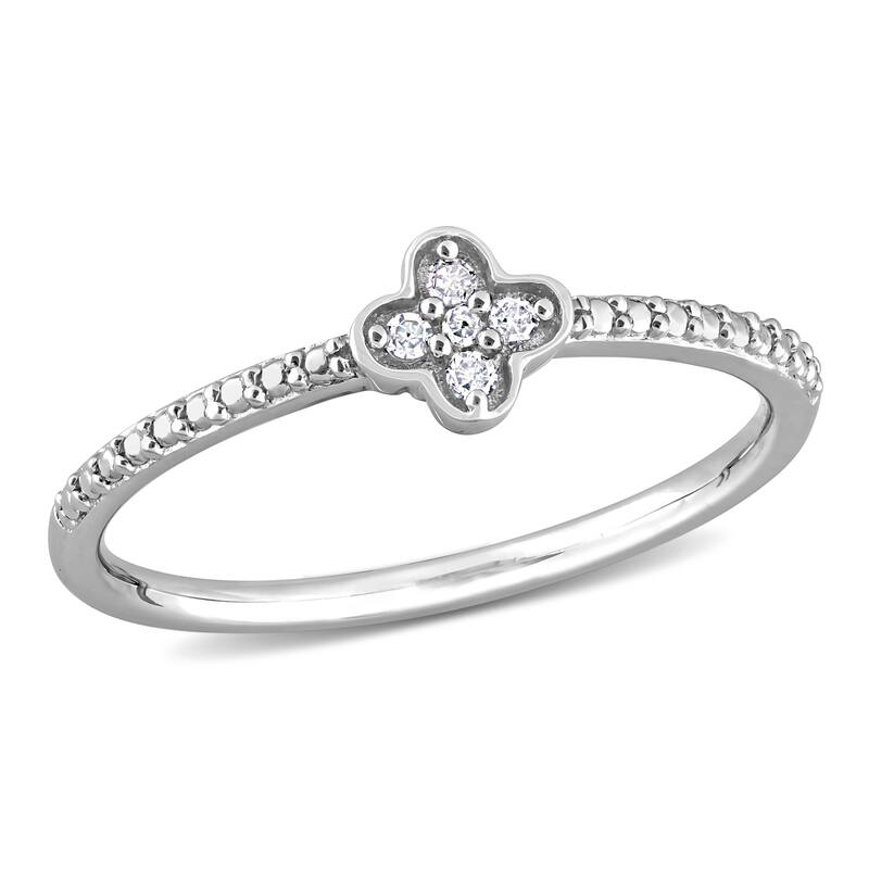Miadora Diamond Accent Quatrefoil Promise Stacking Ring in Sterling Silver