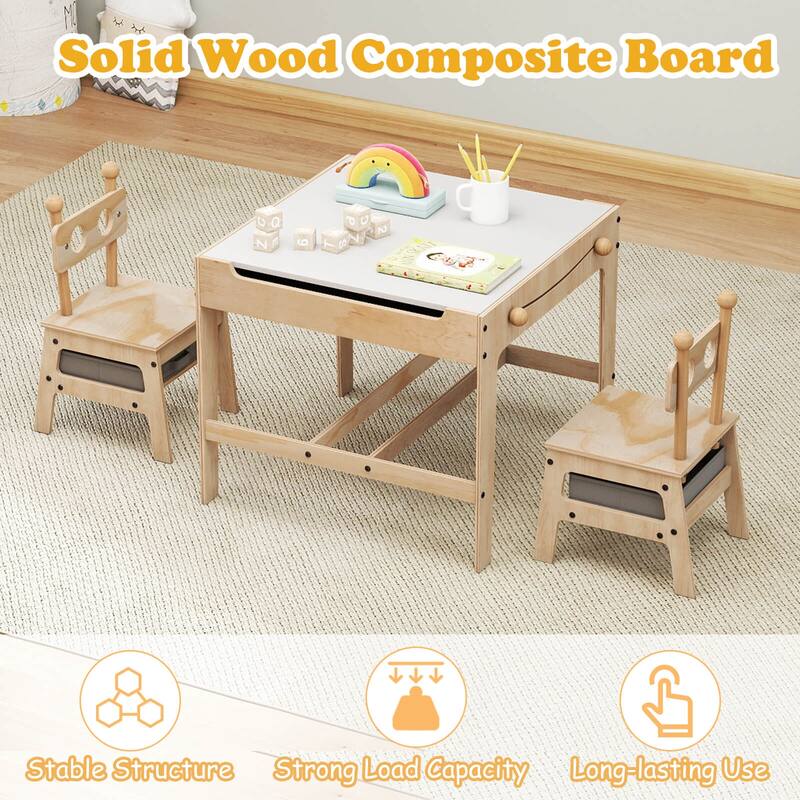 Costway Kids Table and Chairs Set 4 in 1 Children Activity Table with - See Details