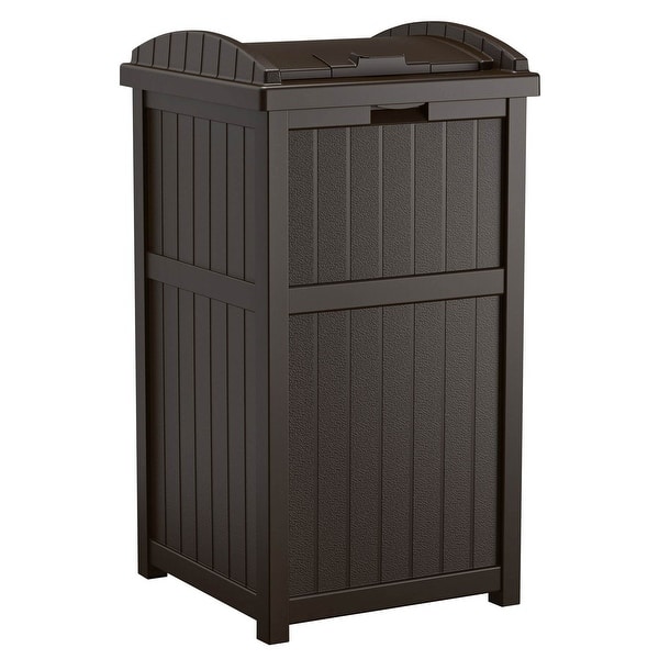 slide 1 of 4, Suncast GH1732 Trash Hideaway 33 Gallon Resin Outdoor Garbage Container, Taupe Java - 1 Pack