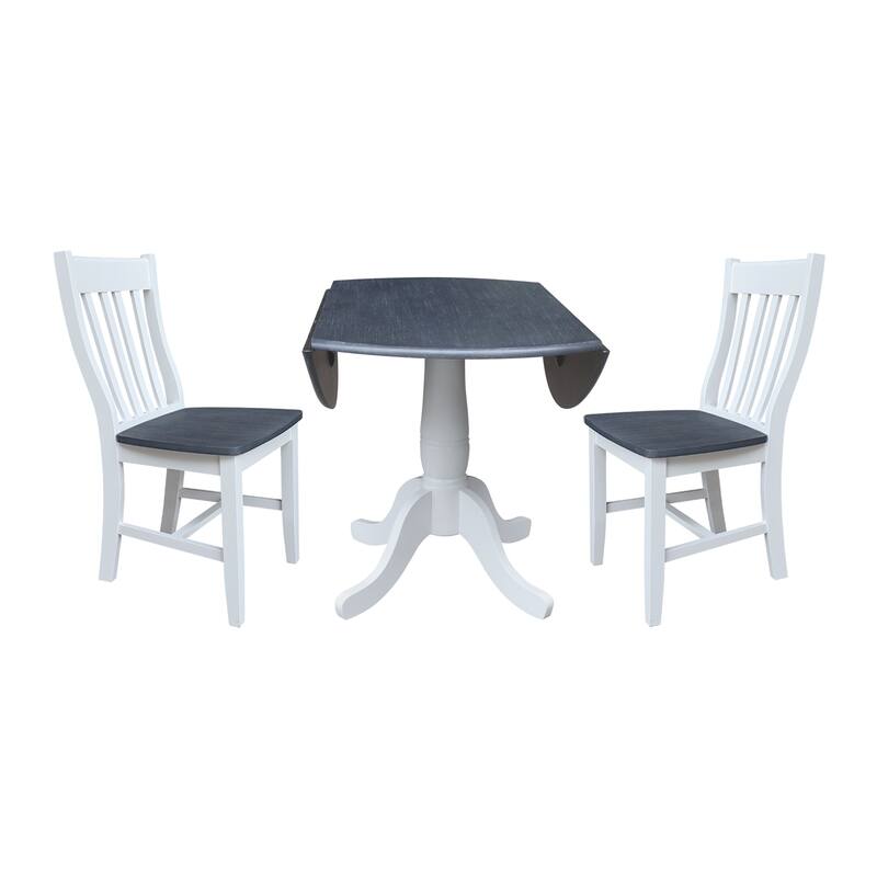 42" Round Top Dual Drop Leaf Pedestal Table with Dining Chairs