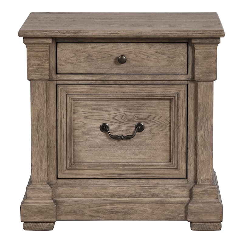 Furniture of America Wacine 5-Piece Weathered Grey Solid Wood Panel Bedroom Set