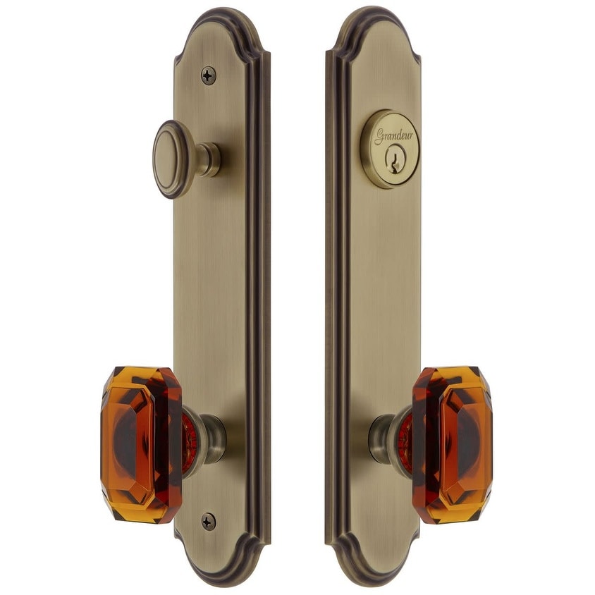 Grandeur Arc Solid Brass Tall Plate Single Cylinder Keyed Entry Set