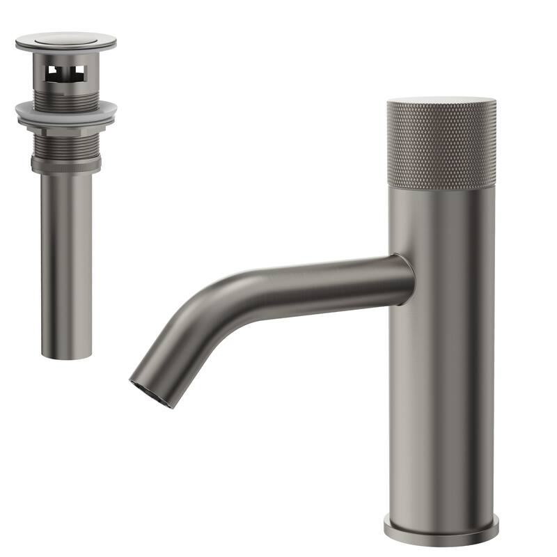 Modern 1-Handle Single Hole Bathroom Faucet with Anti-Slip Handle - Brushed Nickel