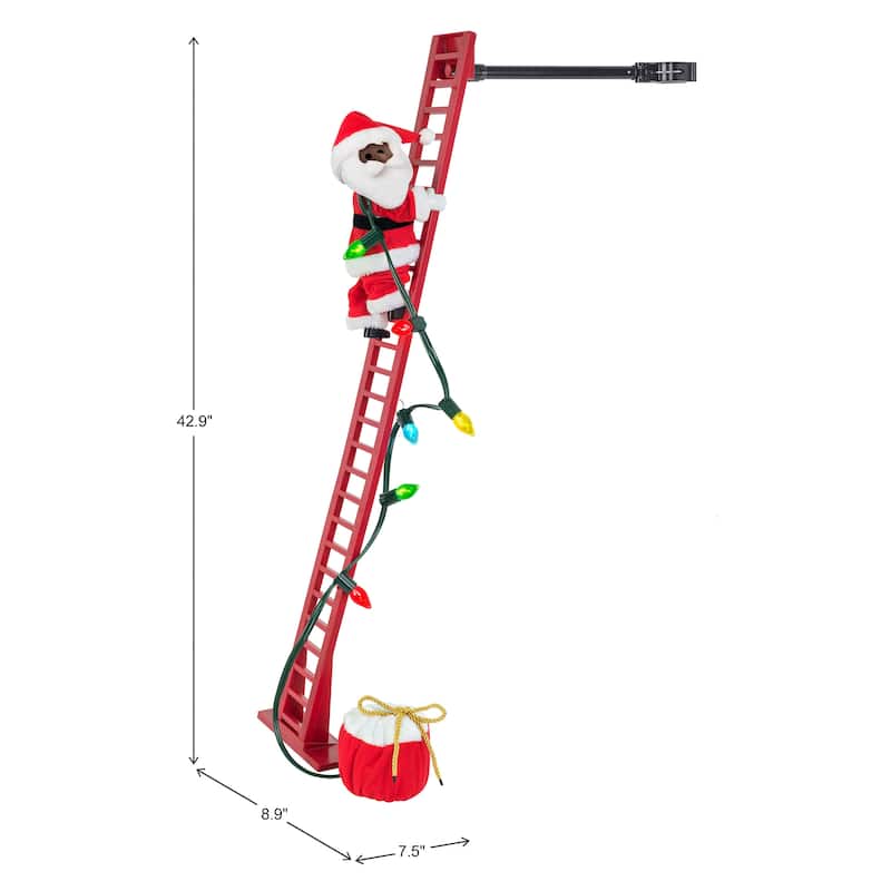 43" Animated Super Climbing Black Santa