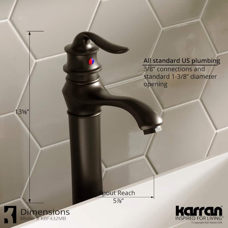 Karran Dartford Single Hole Single Handle Vessel Bathroom Faucet with Matching Pop-up Drain