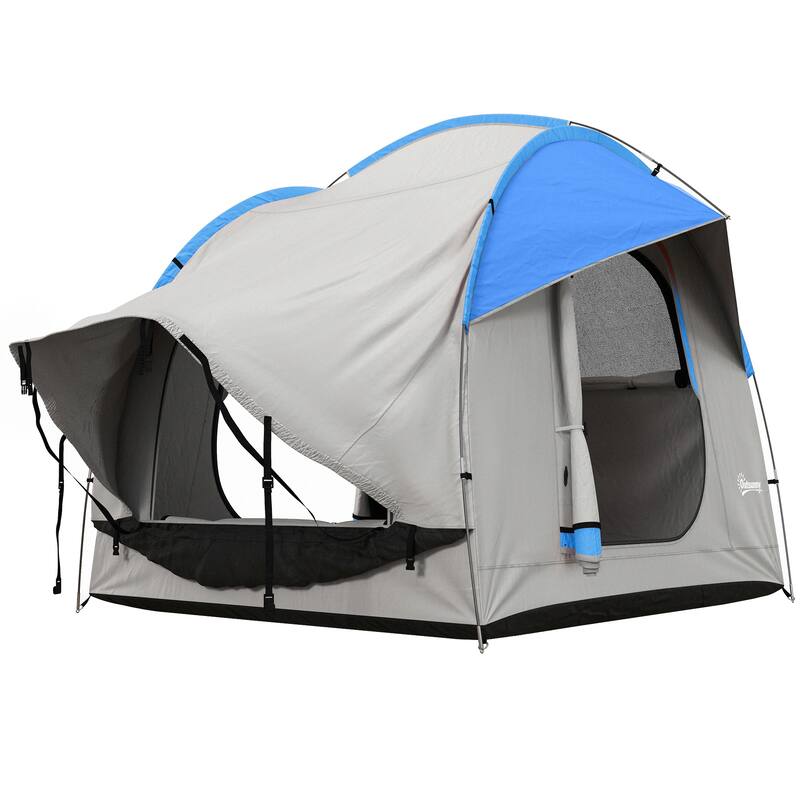 Outsunny SUV Tent, 2000mm Waterproof Truck Tent with 3 Doors and Mesh Window - Grey+Blue