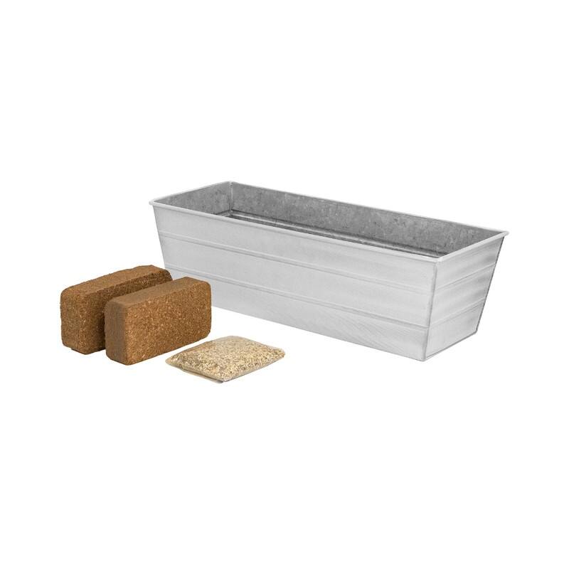 Achla Designs 24" W Medium Galvanized Steel Indoor Outdoor Bloom Box Garden Growing Kit, Garden Accent - Cape Cod White Galvanized