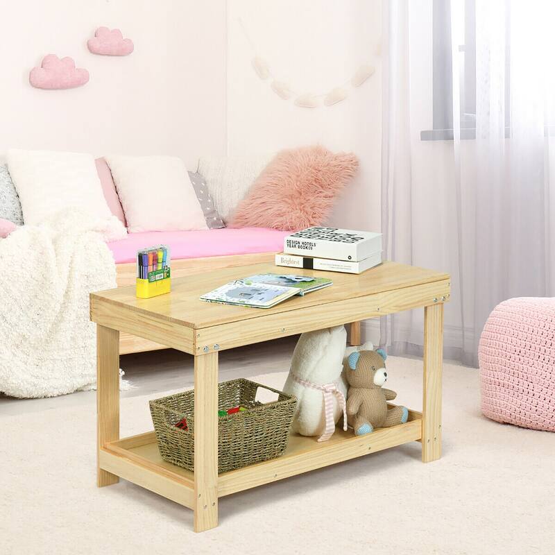 Gymax Patented Wood Kids Activity Play Table Block Table Multifunction - 32.5'' x 17'' x 19.5''