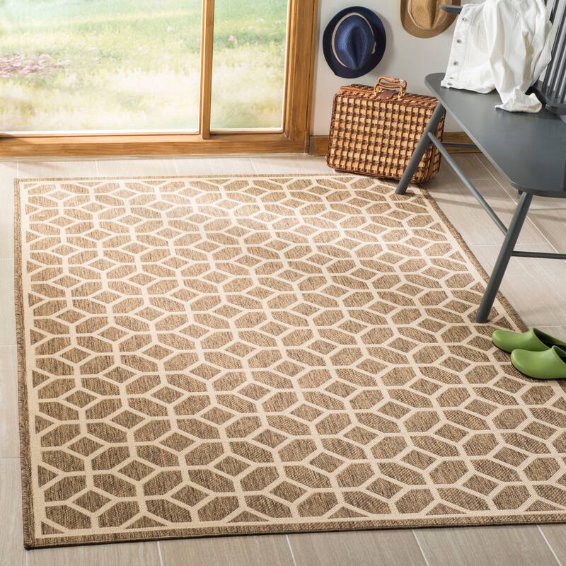 SAFAVIEH Linden Felia Indoor/ Outdoor Waterproof Patio Backyard Rug - 4' x 6' - Beige/Cream