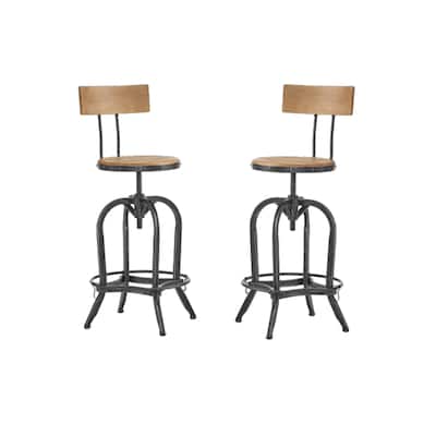 Christopher Knight Home Ximen Fir Wood Brushed Silver Iron Swivel Barstools