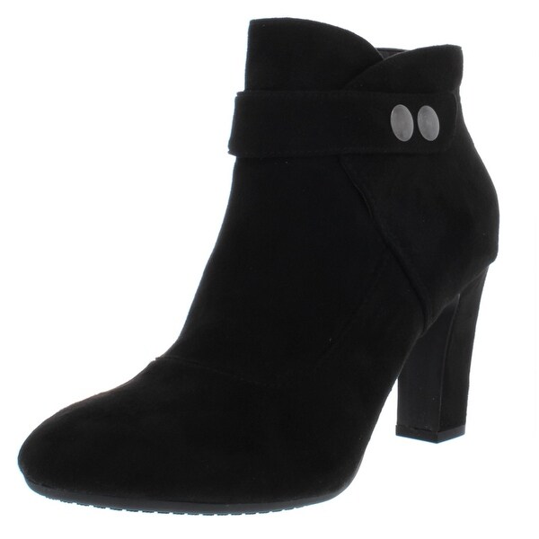 black fabric booties