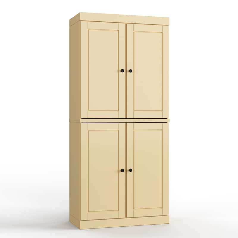 Palace Imports 100% Solid Wood Bathroom & Laundry Storage Cabinet, Raised Panel Doors, Adjustable Shelves, 32" Wide, 71.5" Tall