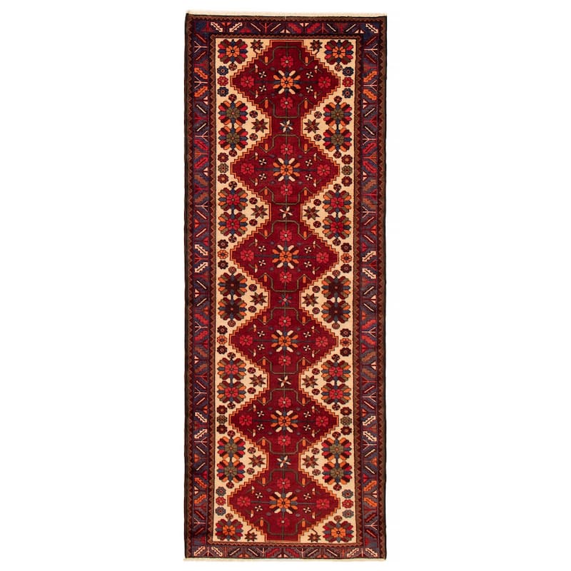 ECARPETGALLERY Hand-knotted Anadol Red Wool Rug - 3'6 x 9'5 - Dark Red - 3'6 x 9'5