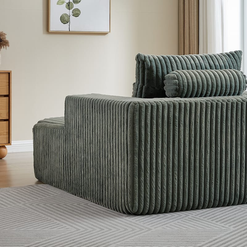 62.5" Corduroy Sponge Sofa Lounge Chair,No Assembly Required,Fluffy Modern Sleeper Chair for Indoor Living Room Bedroom