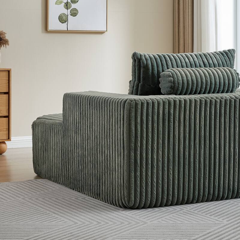 Oversized Corduroy Lounge Chair with Pillow Support - Sofa, Sleeper Couch, Chaise, Ottoman Bench