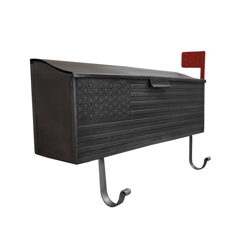 Patriotic Metal Wall Mounted Mailbox with Outgoing Mail Flag and Newspaper Hangers