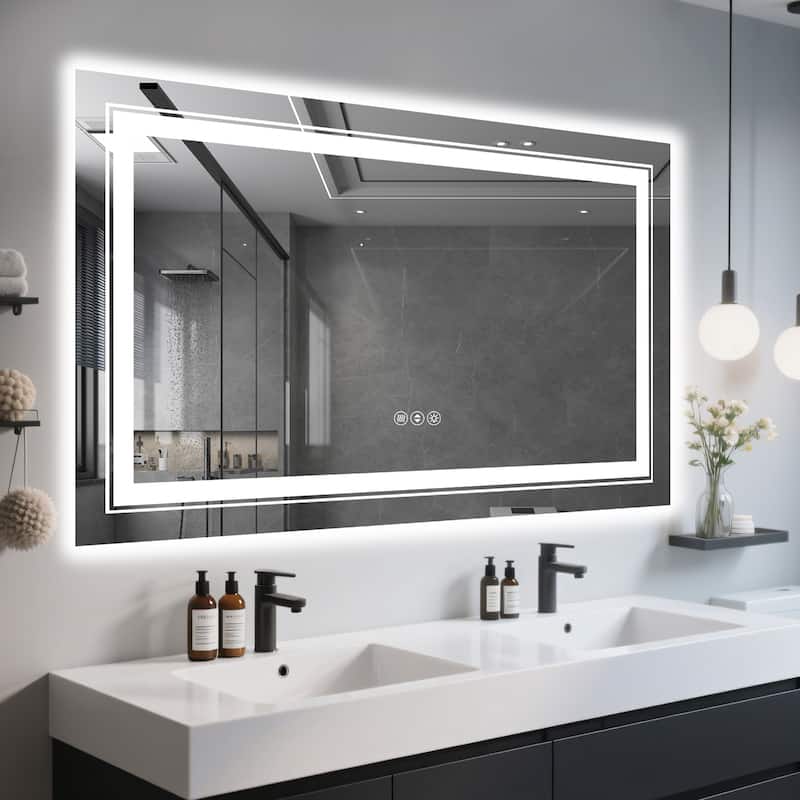 40x24 Inch Frameless LED Bathroom Mirror,Smart Mirror - White
