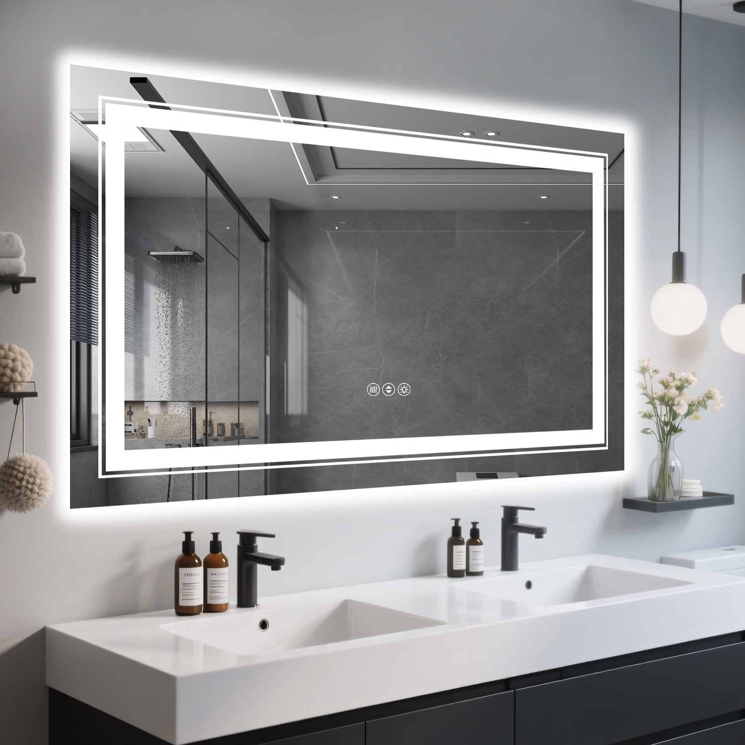 40x24 Inch Frameless LED Bathroom Mirror,Smart Mirror