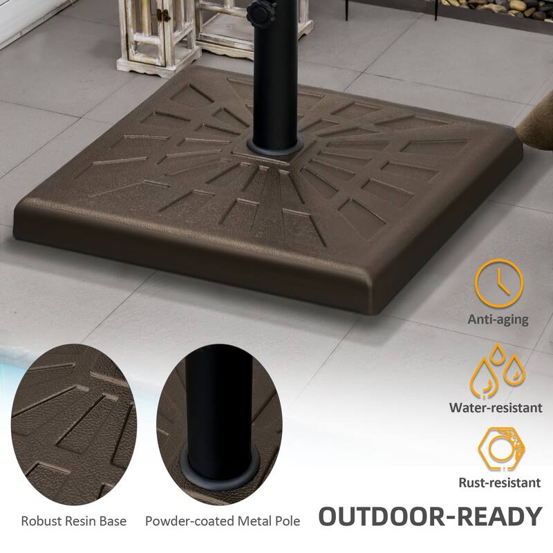 Outsunny 42lbs Resin Patio Umbrella Base, 20" Square Outdoor Umbrella Stand Holder for Parasol Poles