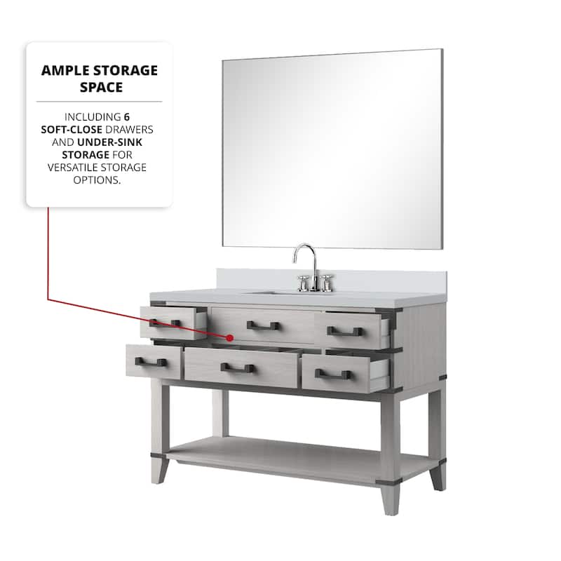 Norwalk Bath Vanity with Quartz Top, Sink, Mirror and Faucet