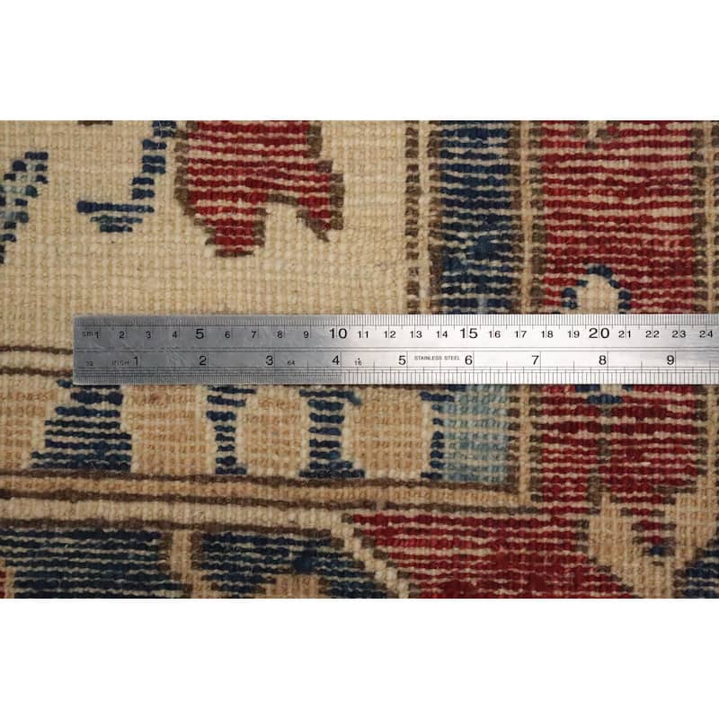 Hand Knotted Oriental 100% Wool Carpet Transitional Floral Navy Blue & Blues Oushak Area Rug - 9' 1'' X 6' 0''