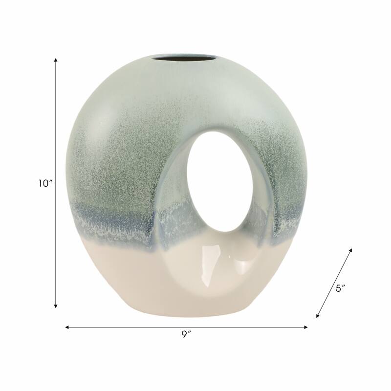 Earthenware Decorative Vase Modern Open Center Handmade Organic Shape