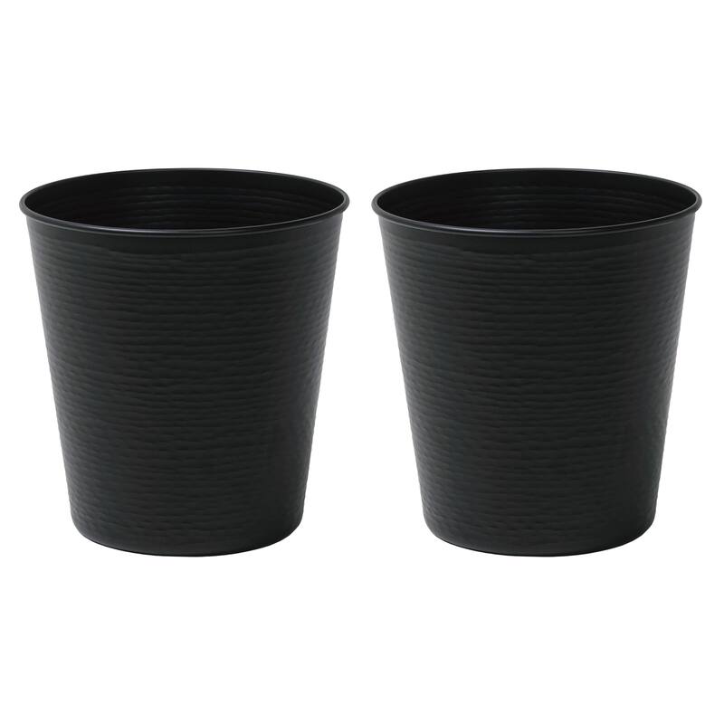 happimess Remi Modern Classic Textured Steel 2-Gallon Wastebasket - Matte Black - Set of 2