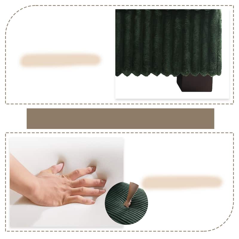 Modern Overise Plush Corduroy Ottoman With Wood Leg