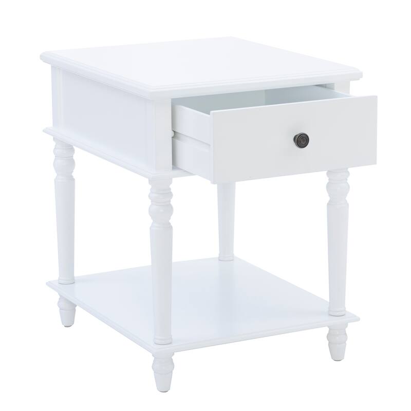 Linon Jowin Classic Wood Side Table with Storage