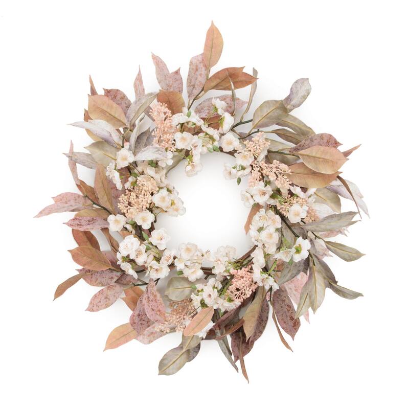 Harvest Foliage and Blossom Wreath 24"D