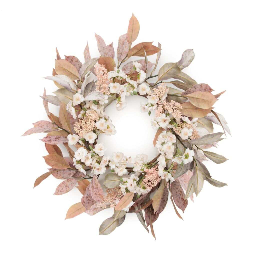 Harvest Foliage and Blossom Wreath 24"D