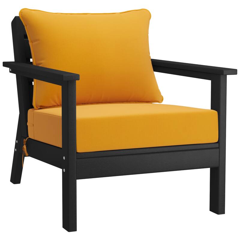 Birchwood All Weather HDPE Outdoor Patio Black Deep Seating Conversation Set (6-Piece Set)