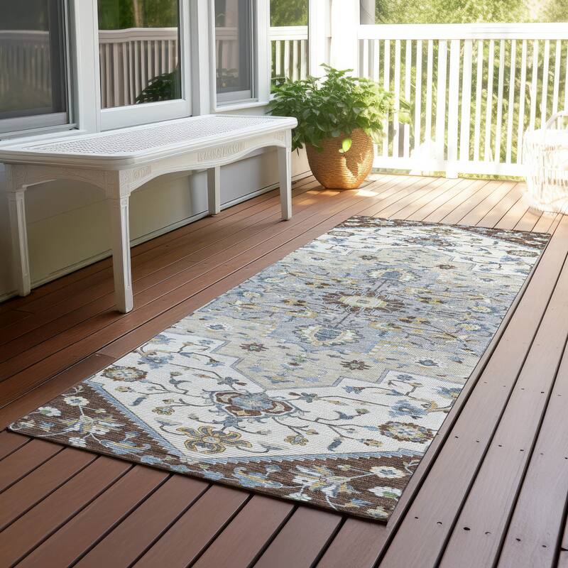 Machine Washable Indoor/ Outdoor Traditional Kolkata Chantille Rug - Chocolate - 2'3" x 7'6"