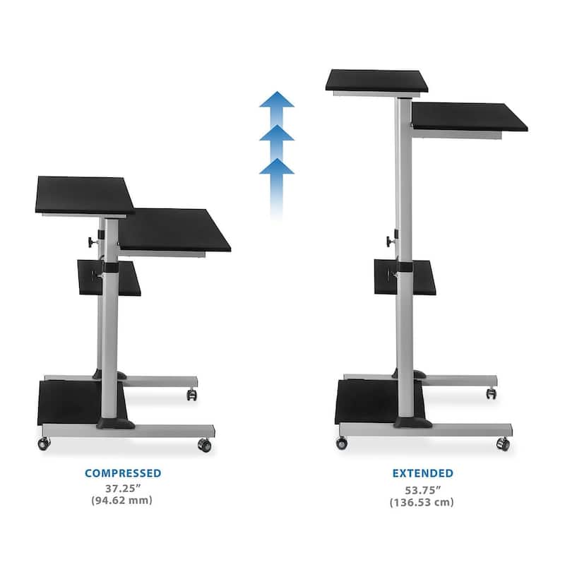 Mount-It Mobile Stand Up Desk / Height Adjustable Computer Rolling Presentation Cart With Monitor Arm , Black