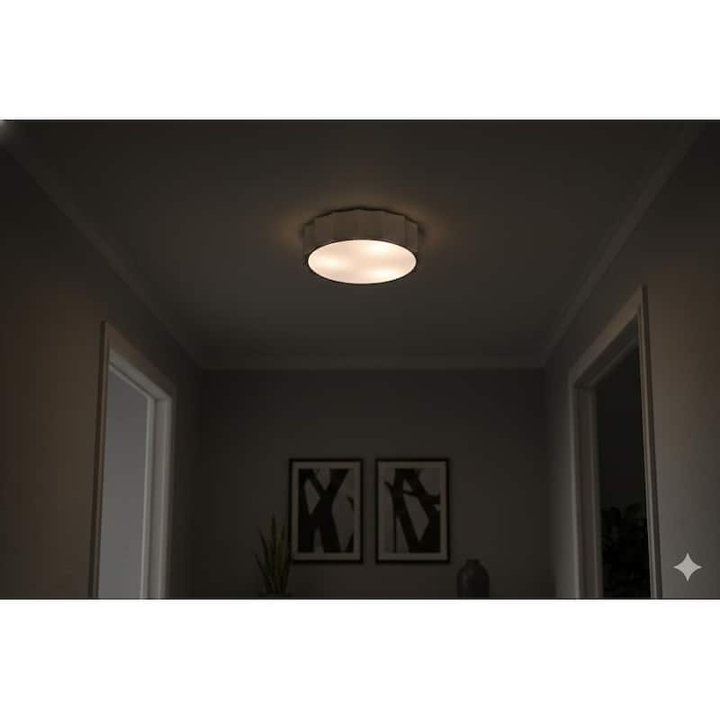 Transitional 4 Light Shiny Nickel Stainless Steel Flush Mount