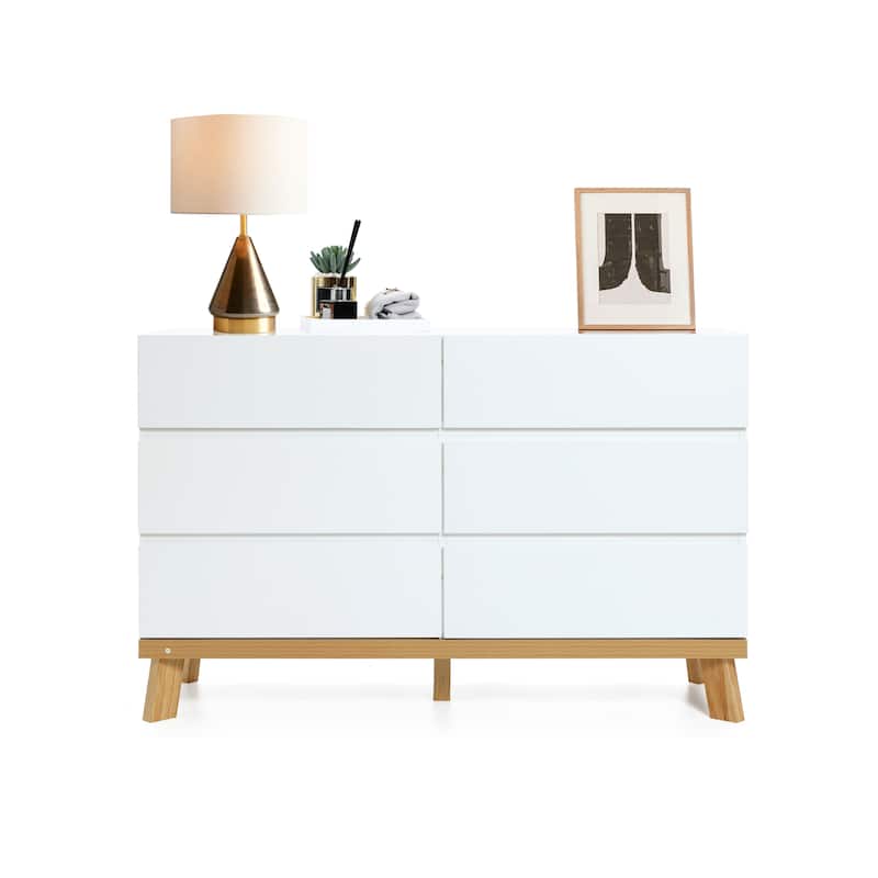 Modern White Wood 6-Drawer Dresser - On Sale - Bed Bath & Beyond - 38443468